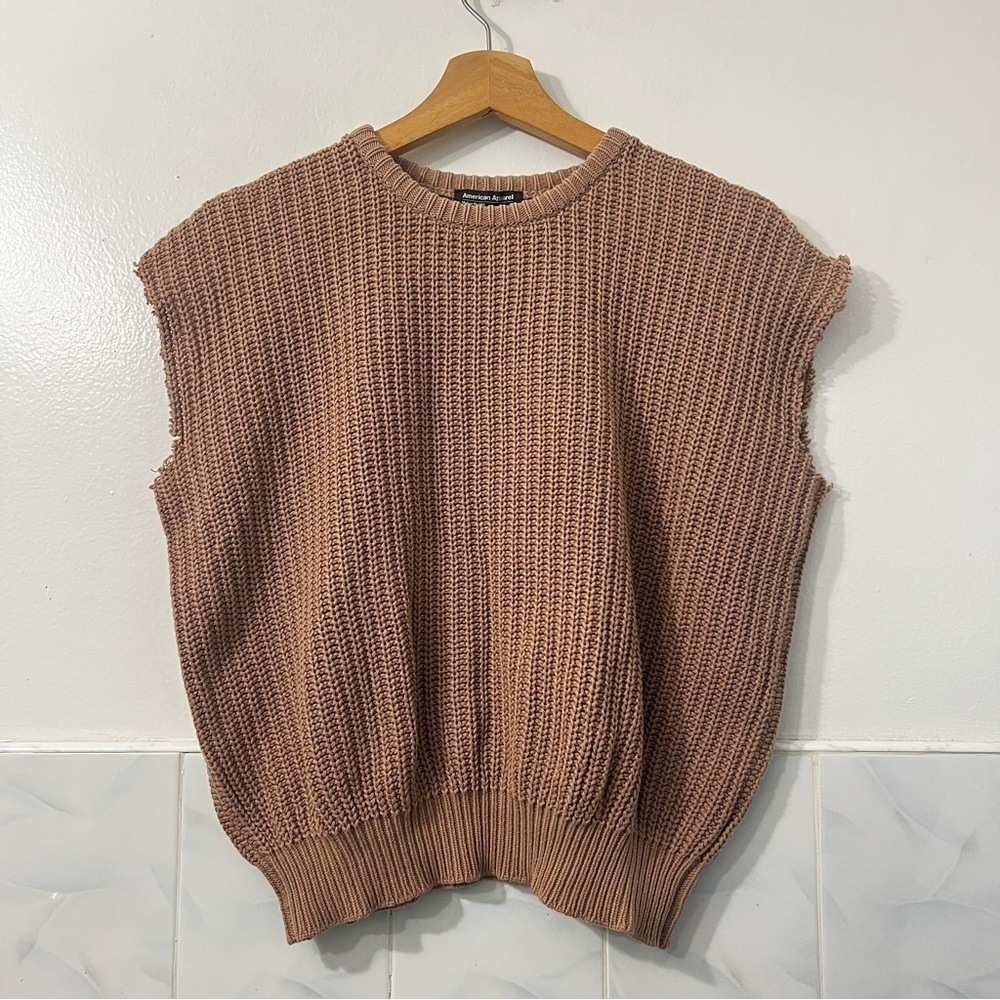 Women’s Fisherman Sweater Vest Chunky Knit XS Academia Grandpa Minimalist Boxy
